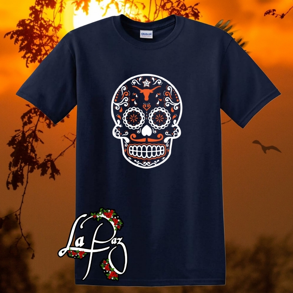 Texas Longhorns Calavera Sugar Skull Tshirt
